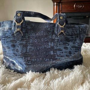Cole Haan Navy Python Tote
